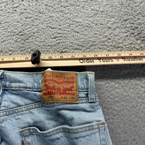 Levi's 505 Jeans Mens 31x32 Blue Denim Cotton Straight Leg Stretch Workwear - Picture 7 of 10